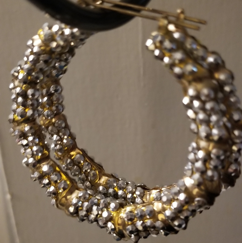 Blinged Out/Rhinestones Hoop earrings